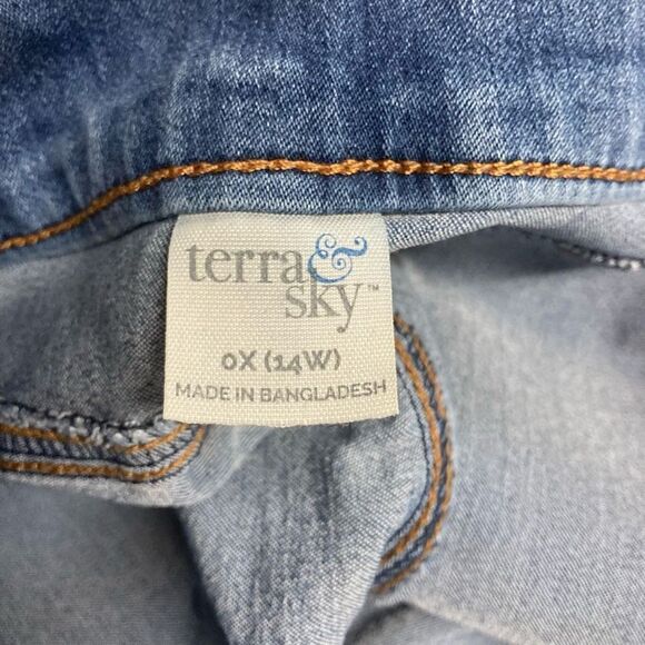 TERRA‎ & SKY Jegging Jeans Blue Size 0X or 14 W 25” Inseam 
Pull-on - Picture 4 of 8